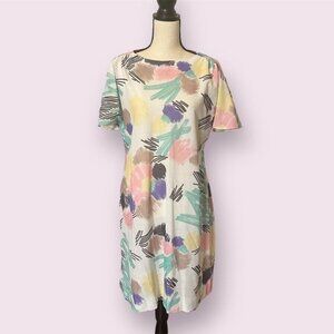 Vintage 1970s Three R's Women's Large 14 1/2 Abstract Funky Design Sheath Dress